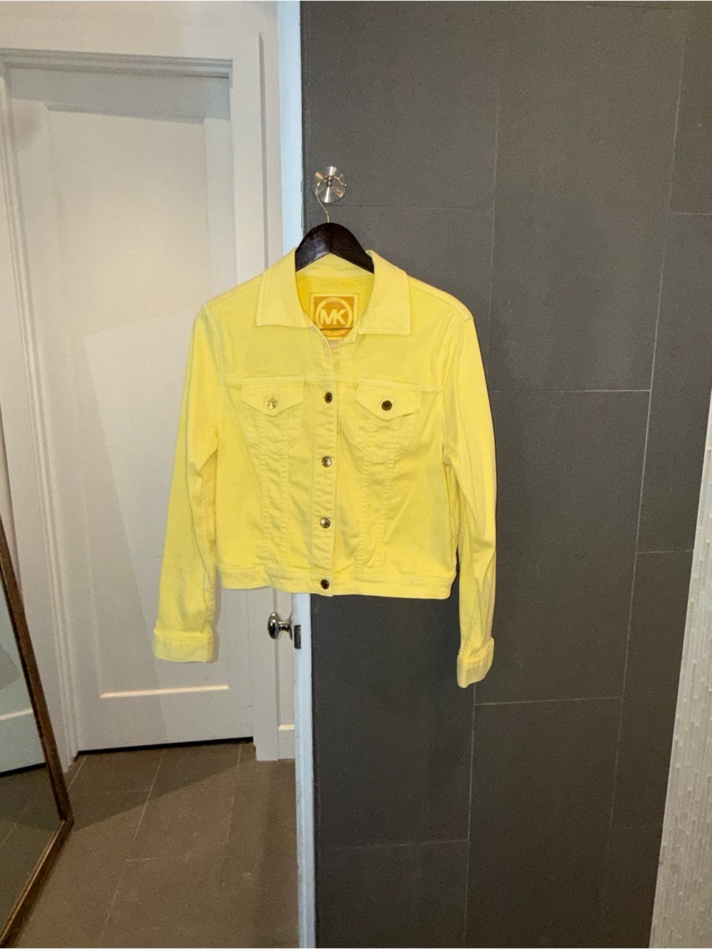 MICHAEL Michael Kors Women’s Yellow Denim Trucker Jacket Size L